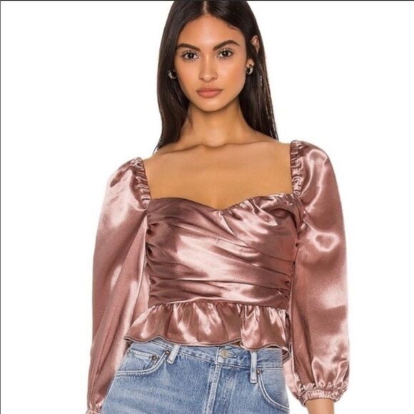 MAJORELLE Julia Satin Crop Top - Picture 1 of 9